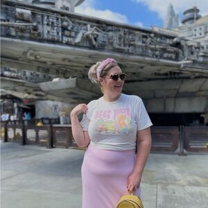 Star Wars Cream Tee with Pink Logo and Multicolor Graphic